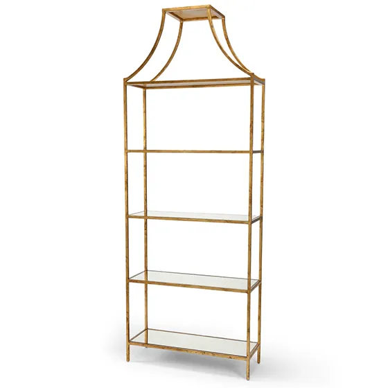 Gilt Pagoda Etagere with Glass Shelves by Chelsea House