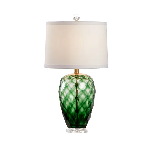 Emerald Quilted Glass Table Lamp by Wildwood