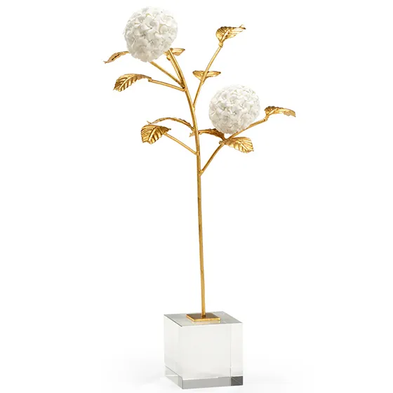 Porcelain Hydrangea Stem on Crystal Base by Chelsea House