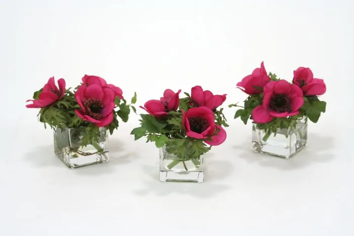 Silk Dark Violet Anemones and Ivy by Distinctive Designs