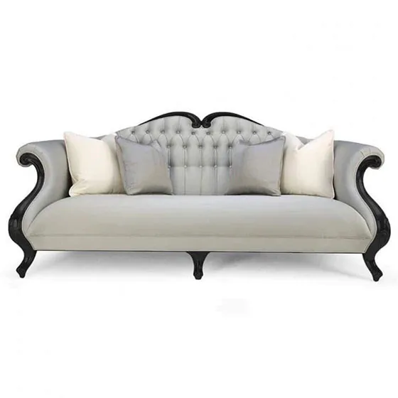 Carved Scroll-Frame Tufted Settee by Christopher Guy