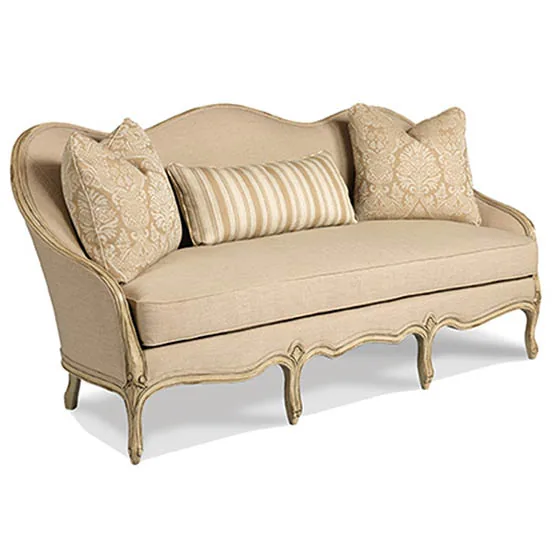 Camel-Back Sofa with Carved Show-Wood Frame by Paladin