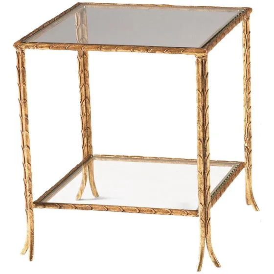 Gilt Metal Bunching Table with Glass Shelves by CTH Sherrill