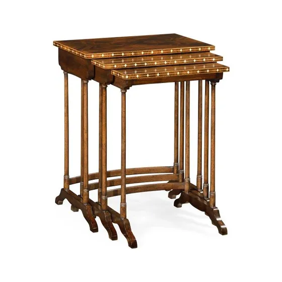 Nest of Three Inlaid Walnut Tables by Jonathan Charles