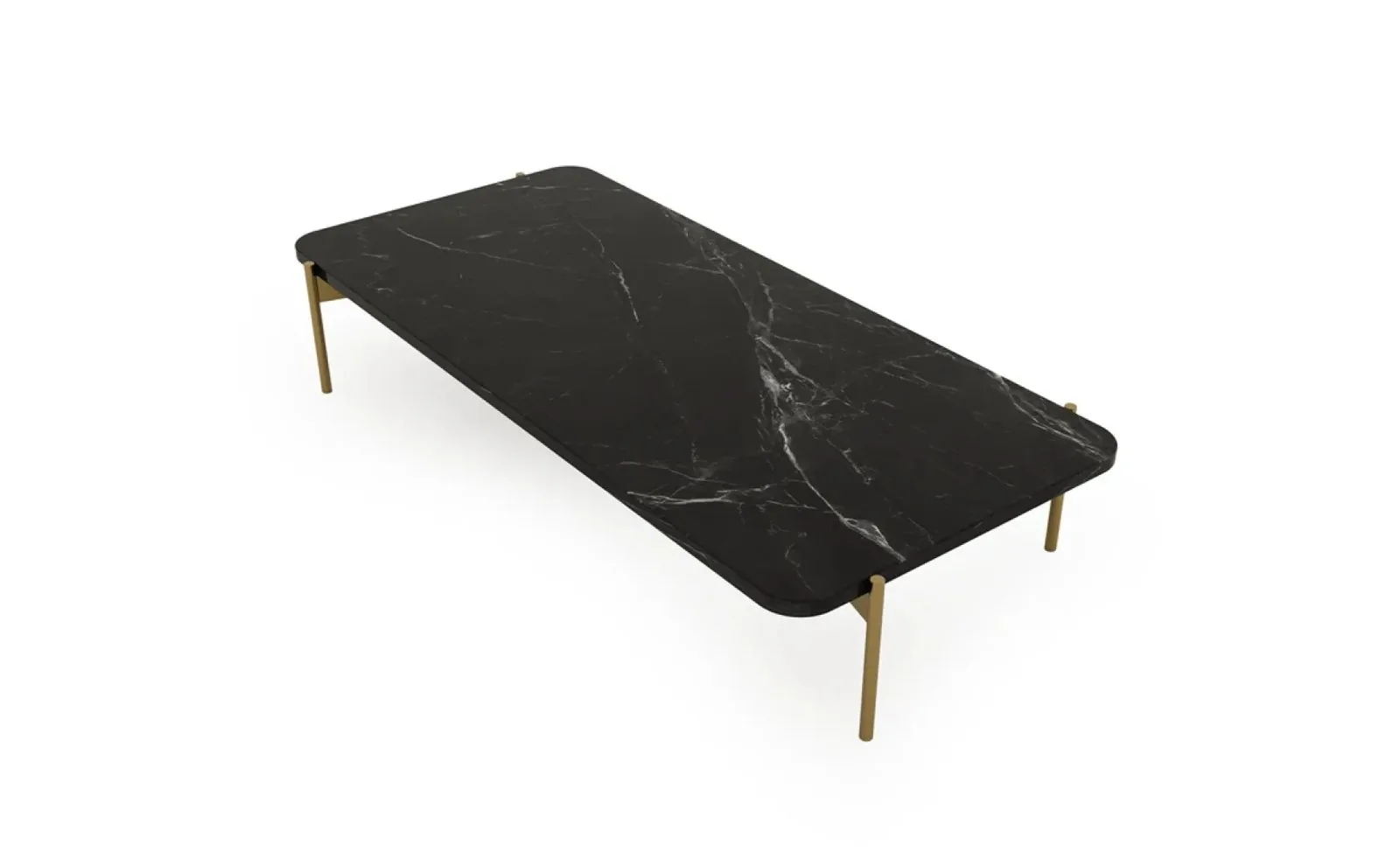 Black Marble Coffee Table with Brass Legs by Loda