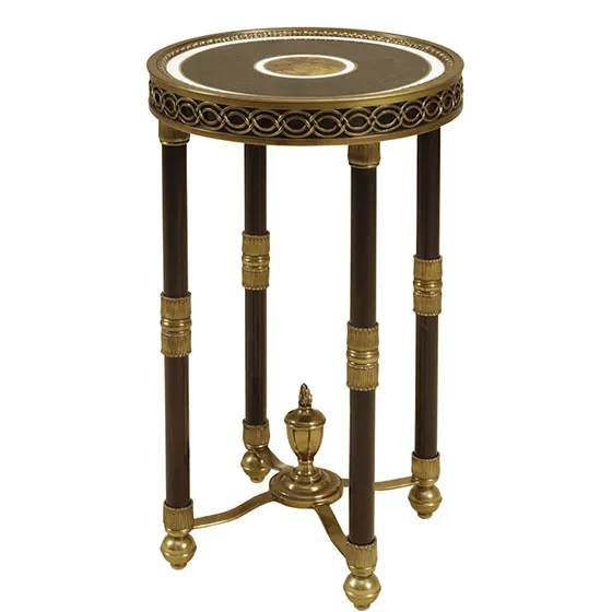 Empire-Style Round Side Table in Black and Gilt by Maitland-Smith