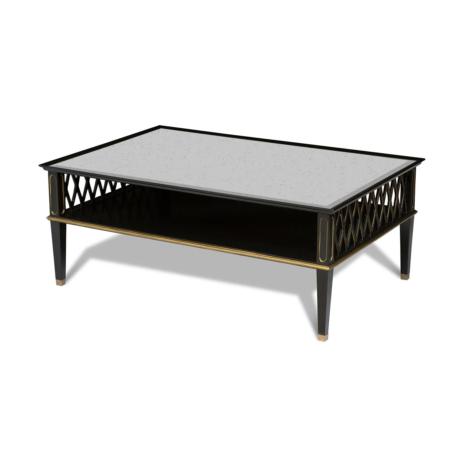 Black and Gold Cocktail Table with Mirrored Top by Scarborough House