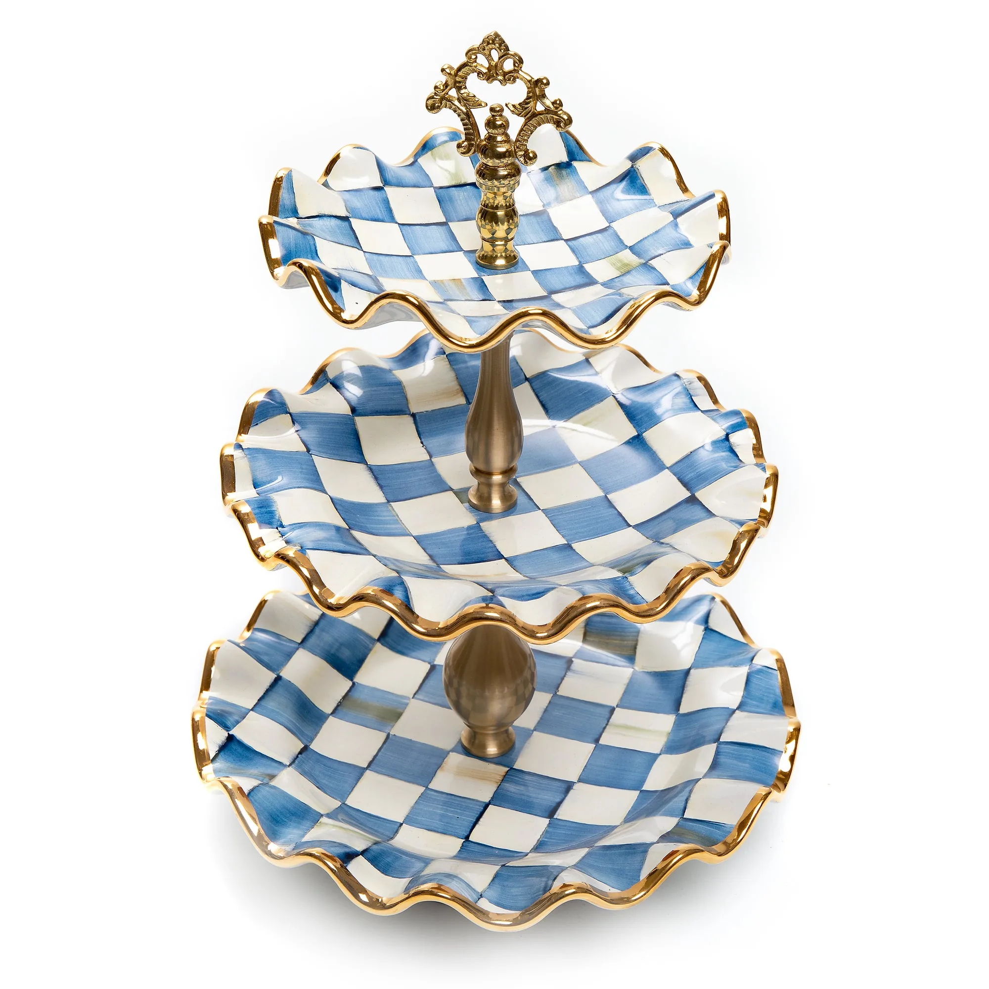 Royal Check Three Tier Sweet Stand by MacKenzie-Childs