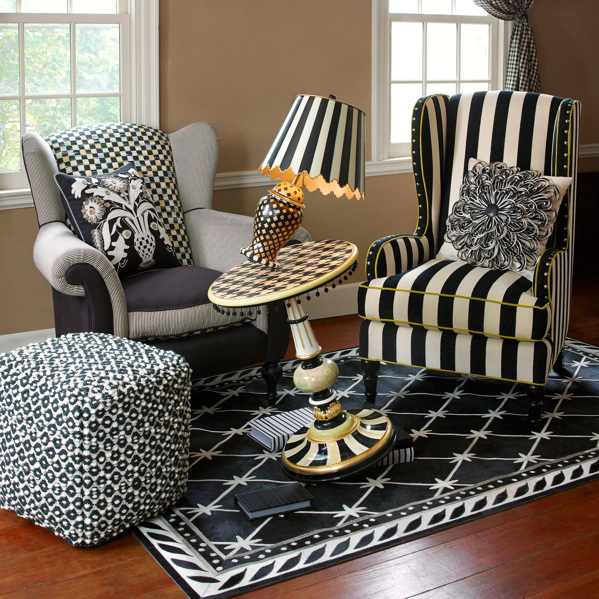 Underpinnings Studio Wing Chair - Black by MacKenzie-Childs