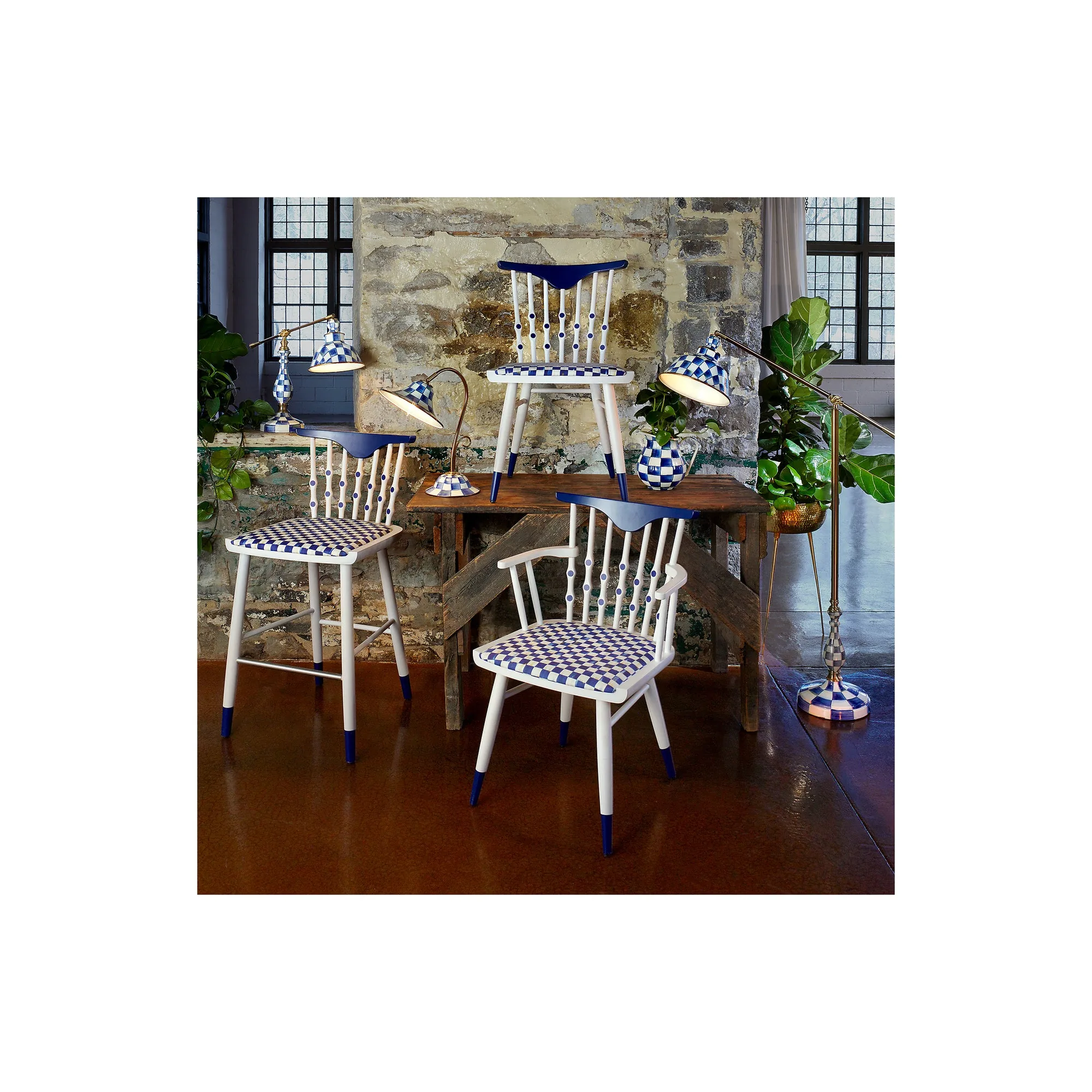 Musical Chairs Side Chair - Royal Check by MacKenzie-Childs