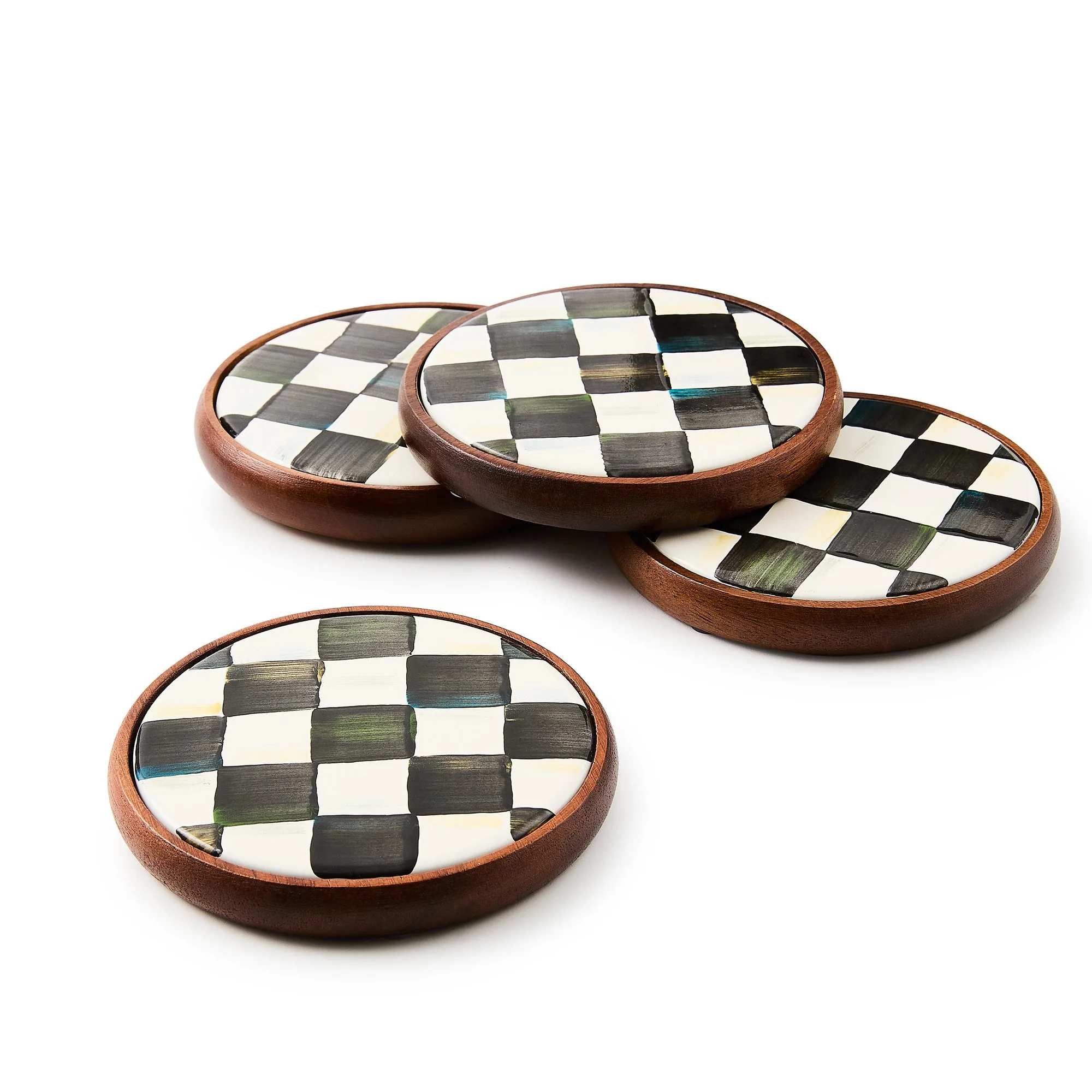 Courtly Check Enamel Coasters - Set of 4 by MacKenzie-Childs