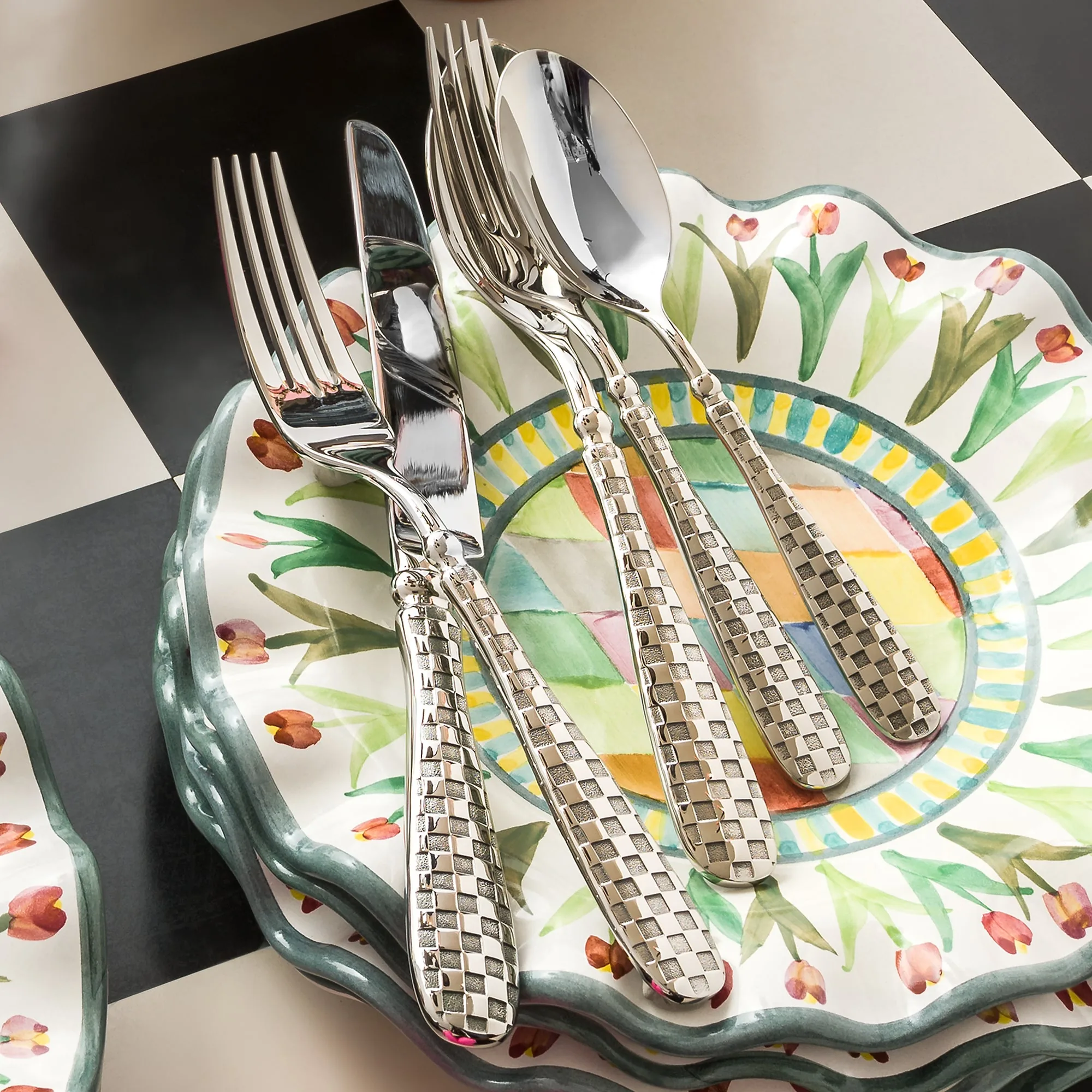 Cutlery Check Flatware - 5-Piece Place Setting by MacKenzie-Childs