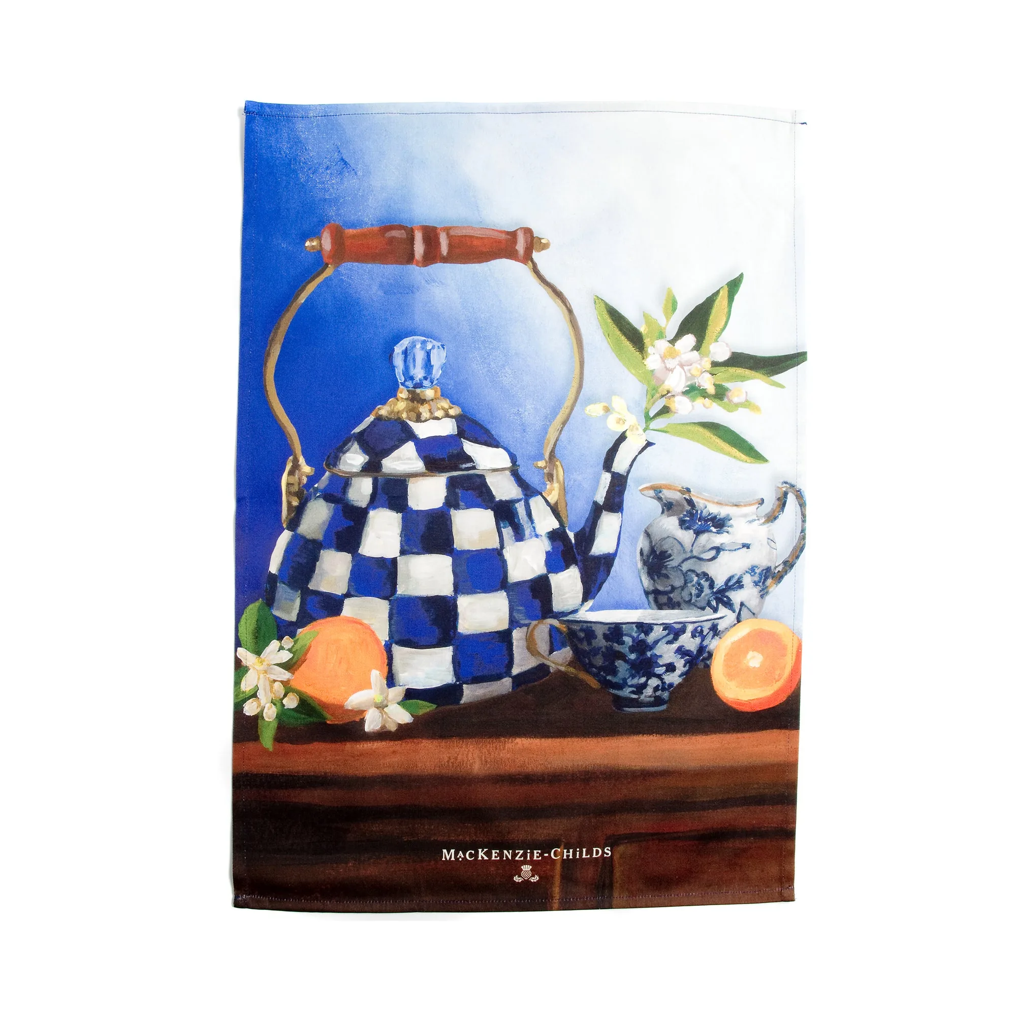 Royal Check Still Life Dish Towel - Tea Kettle by MacKenzie-Childs