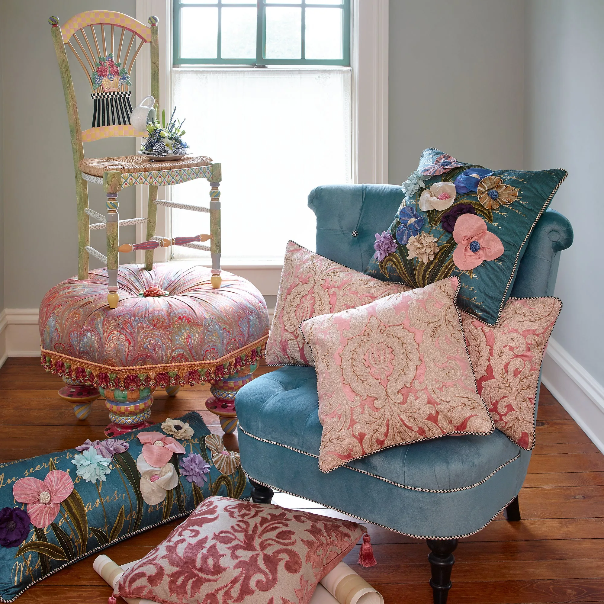 Bronte's Poetry Square Pillow by MacKenzie-Childs