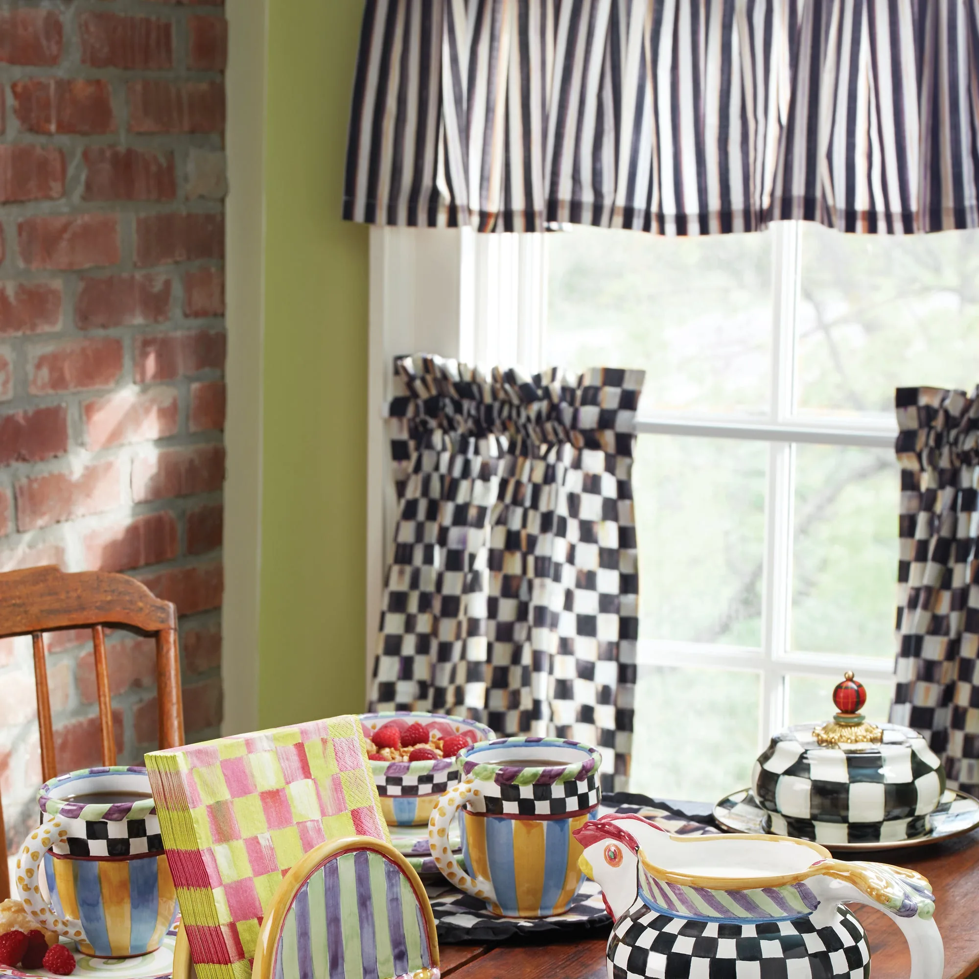 Courtly Check Cafe Curtains - Set of 2 by MacKenzie-Childs