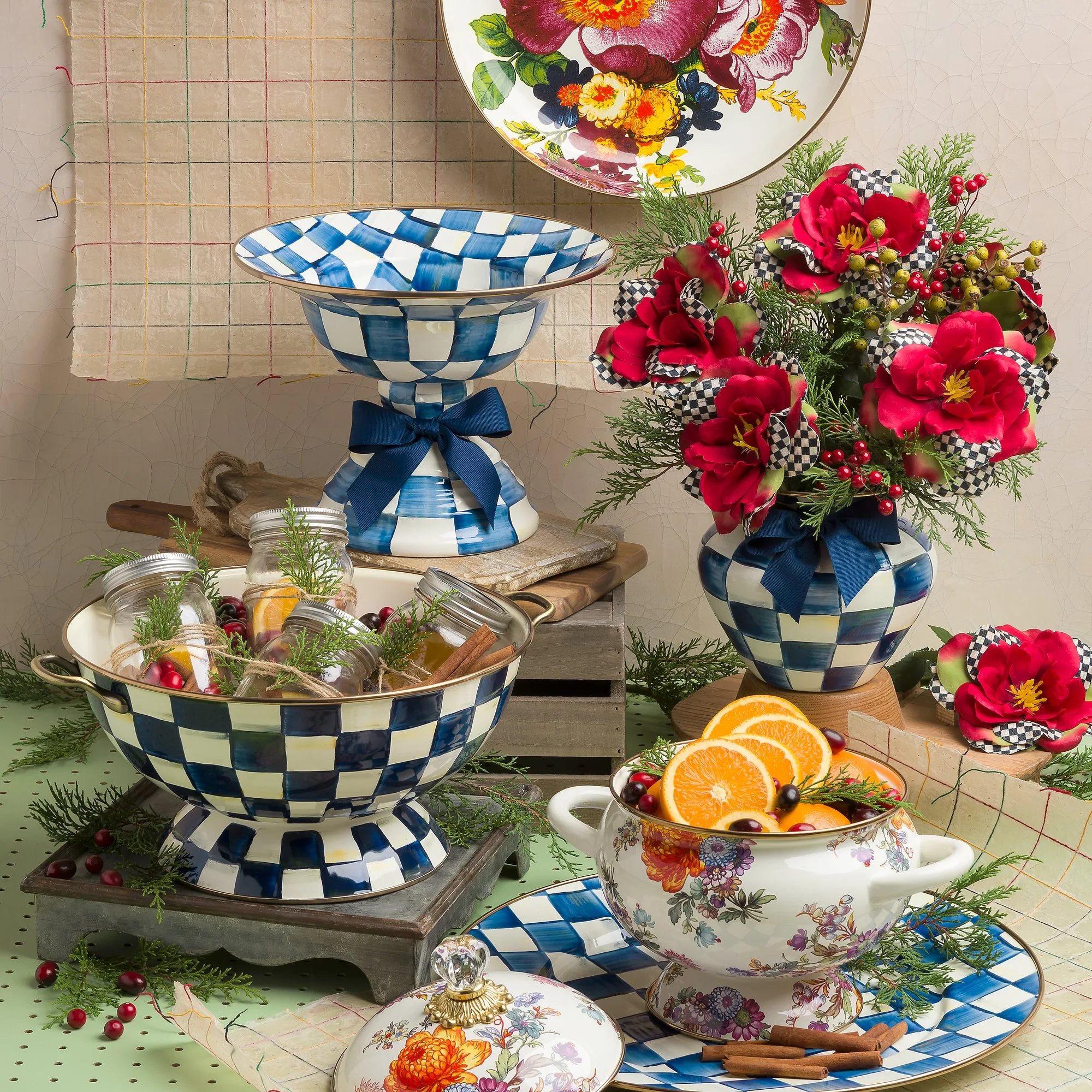 Royal Check Enamel Serving Platter by MacKenzie-Childs