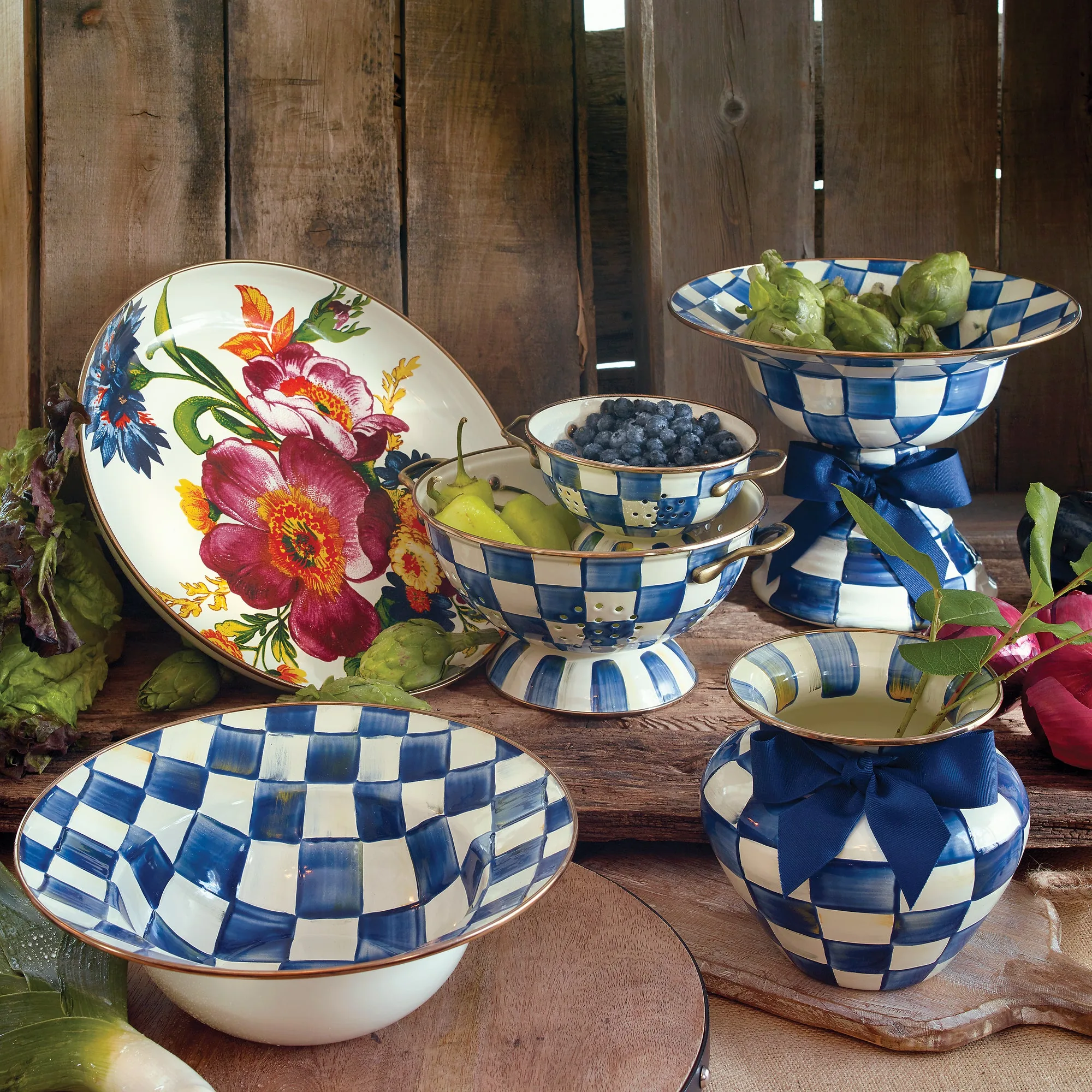 Royal Check Enamel Serving Bowl by MacKenzie-Childs