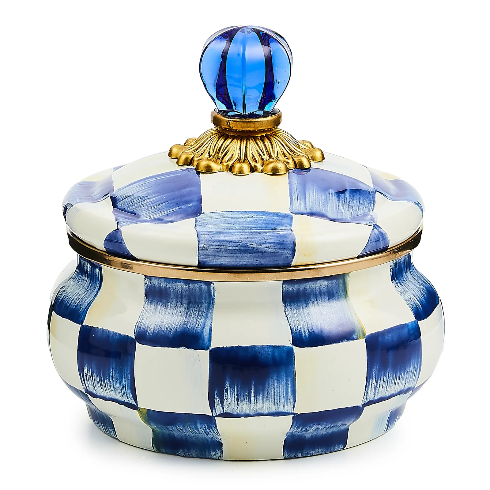 Royal Check Enamel Squashed Pot by MacKenzie-Childs