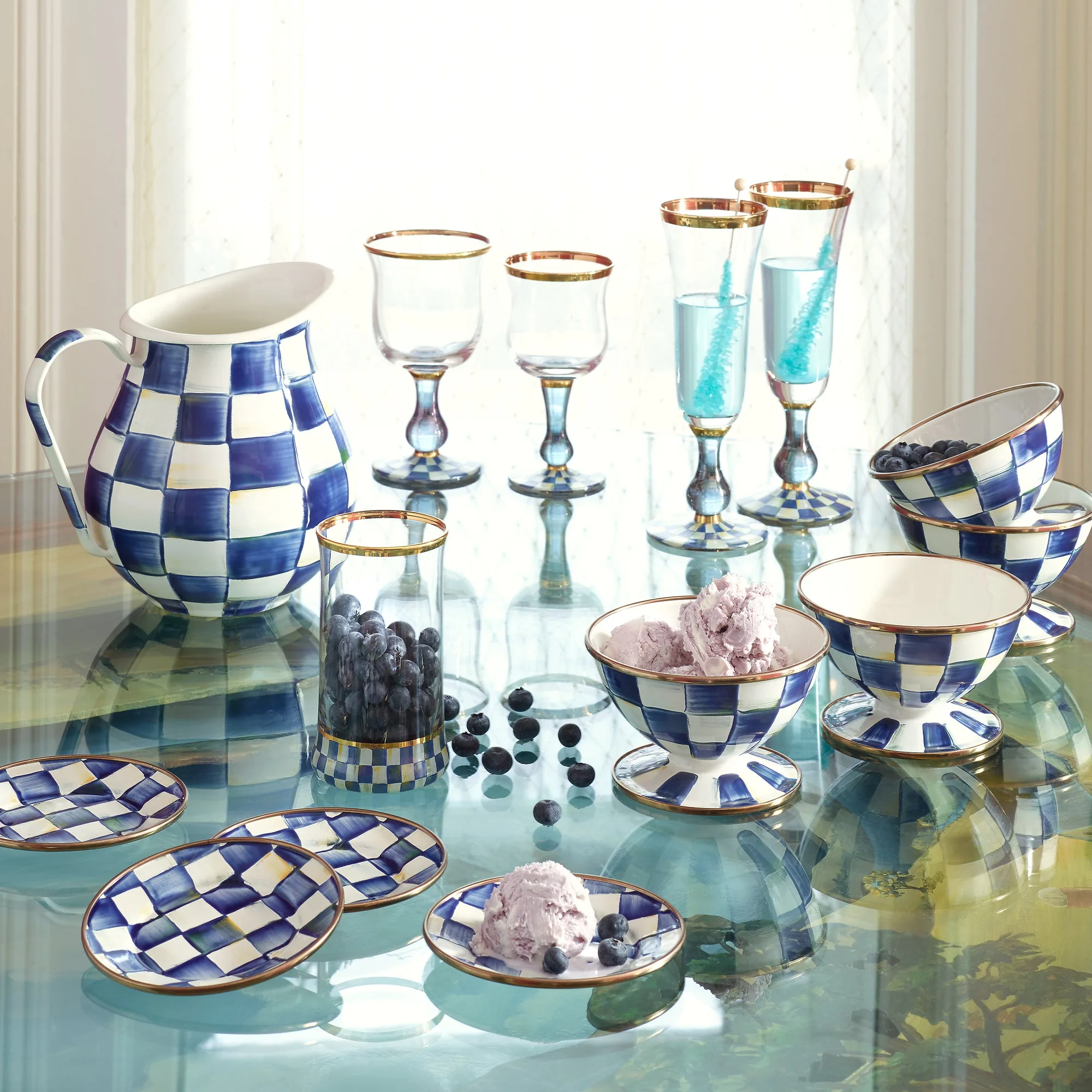Royal Check Enamel Ice Cream Dish by MacKenzie-Childs