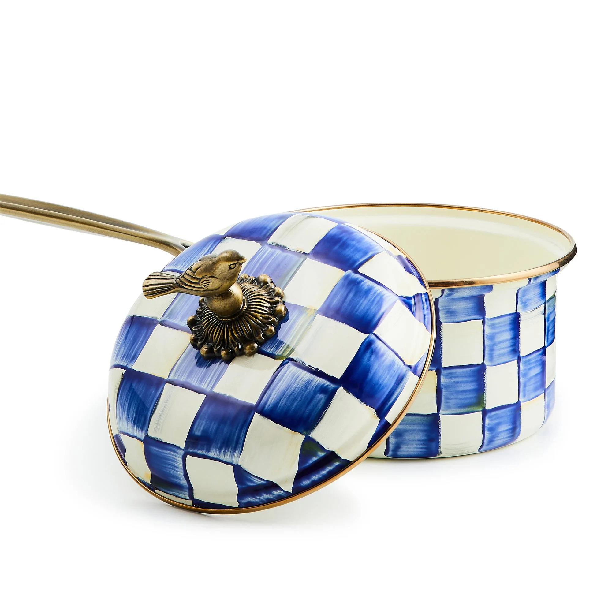 Royal Check Enamel 2.5 Qt. Saucepan by MacKenzie-Childs