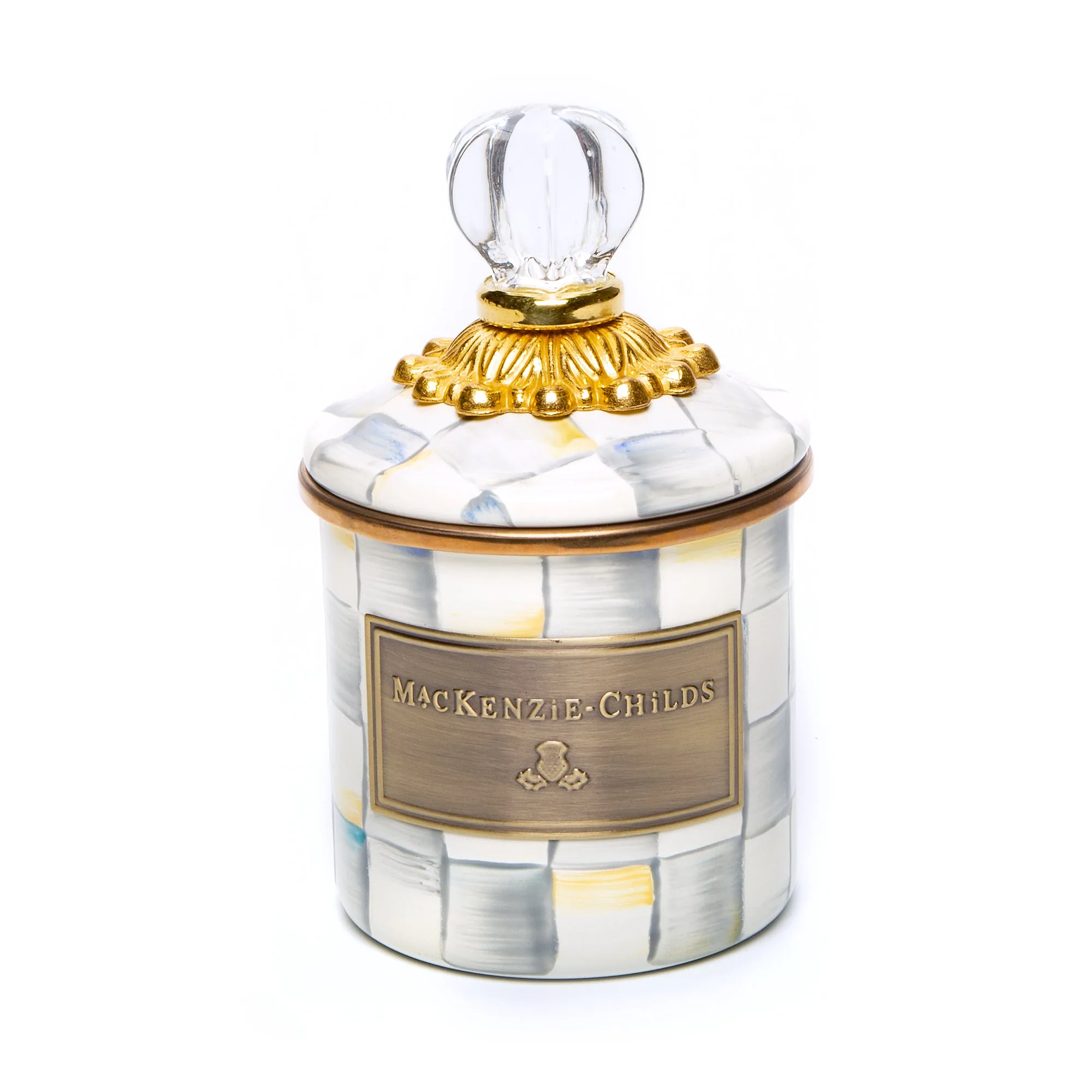 Sterling Check Enamel Canister - Mini by MacKenzie-Childs