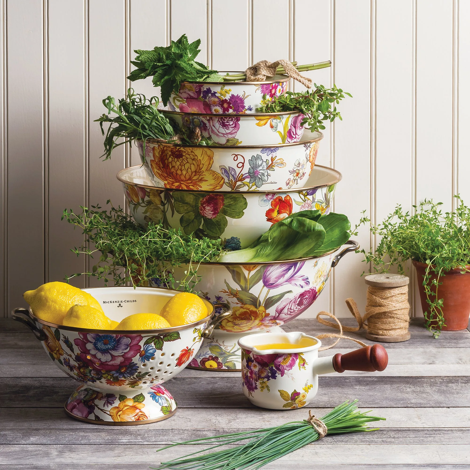 Flower Market Large Everyday Bowl - White by MacKenzie-Childs