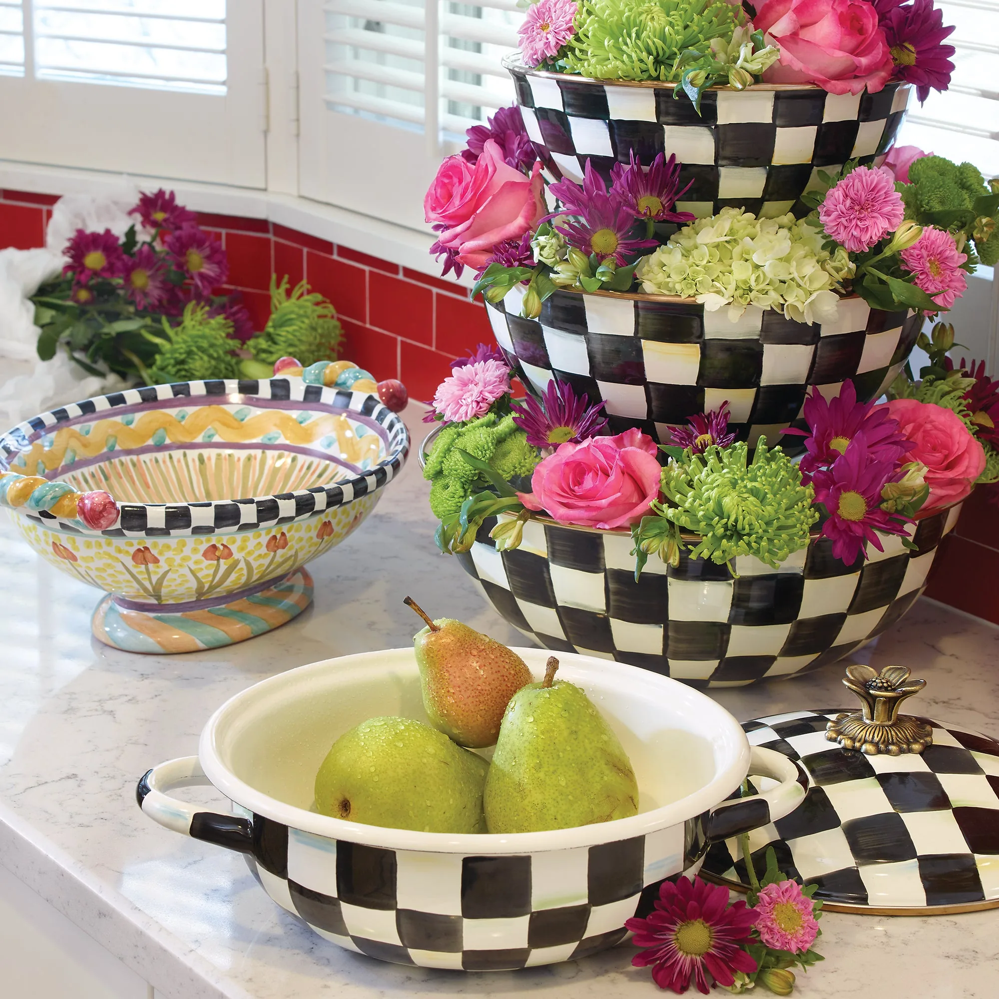 Courtly Check Enamel Everyday Bowl - Extra Large by MacKenzie-Childs