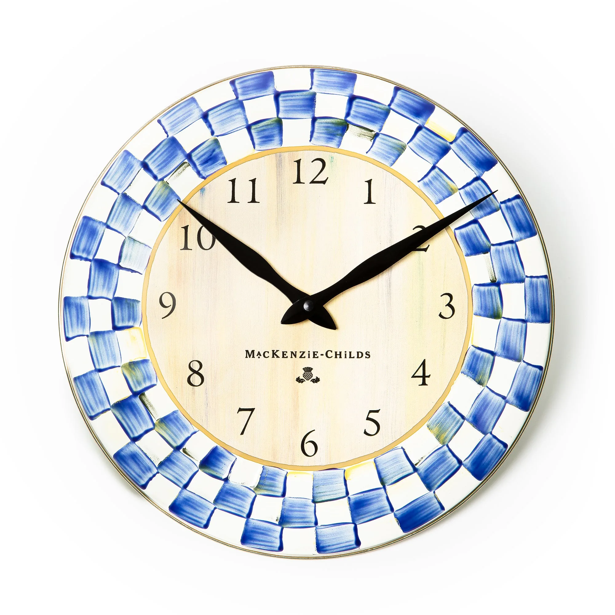 Royal Check Enamel Clock by MacKenzie-Childs