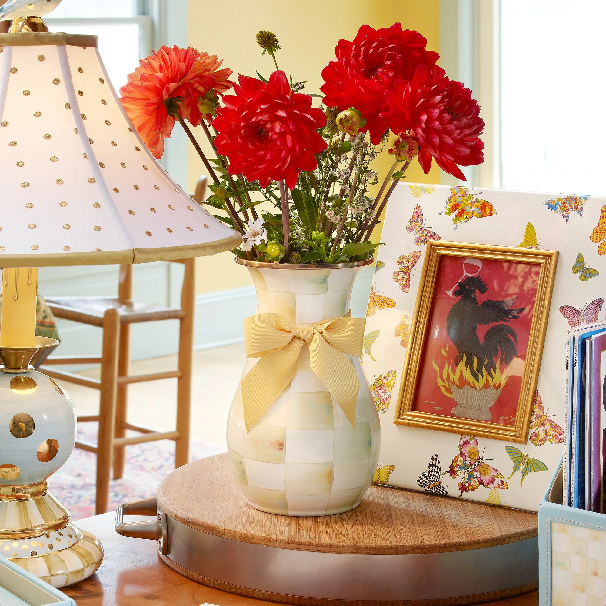 Parchment Check Vase - Tall by MacKenzie-Childs